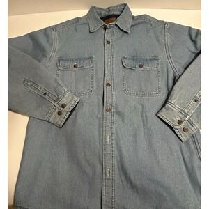 Vintage Faded Glory Button Down Jean Jacket size Medium Denim Fleece Lined Coat